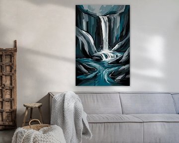 Wasserfall digitale Kunst von De Muurdecoratie