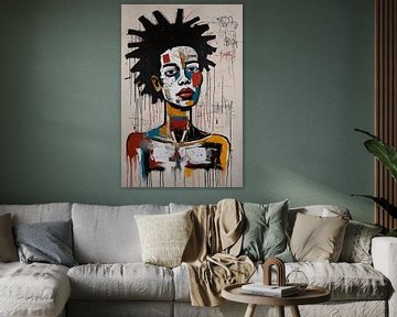 Vrouw Jean-Michel Basquiat stijl van De Muurdecoratie