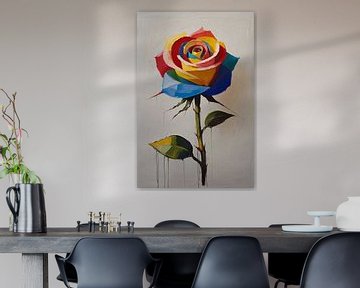 Rose colorée avec ombrage sur De Muurdecoratie