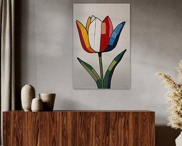 Tulipe colorée sur De Muurdecoratie
