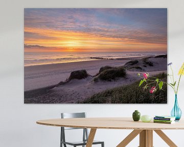 De Kerf bij Schoorl aan zee zonsondergang van René Groeneveld