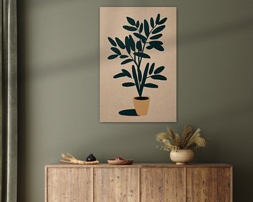 Pot with leaves by De Muurdecoratie