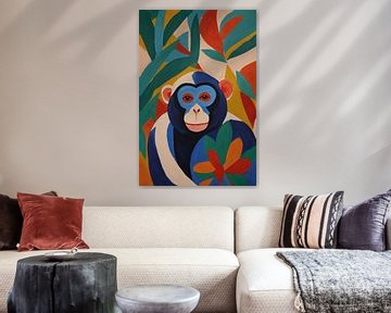 Affe im Stil von Henri Matisse von De Muurdecoratie
