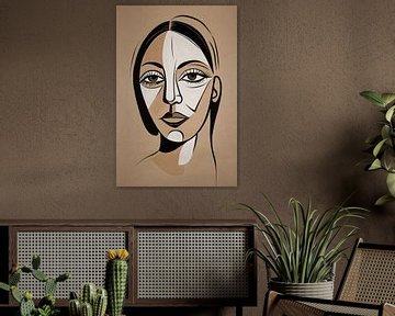 Abstract beige lady by De Muurdecoratie