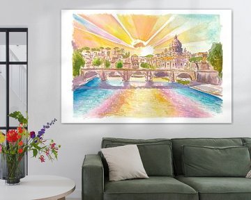 Incroyable scène de Rome avec des rayons de soleil au-dessus de la Ville éternelle sur Markus Bleichner