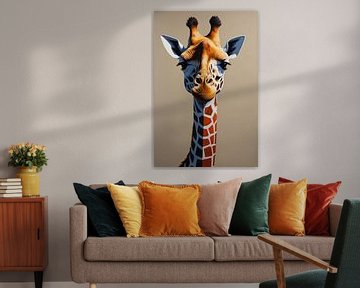 Inquisitive Giraffe with Elegant Neck - Modern Art by De Muurdecoratie