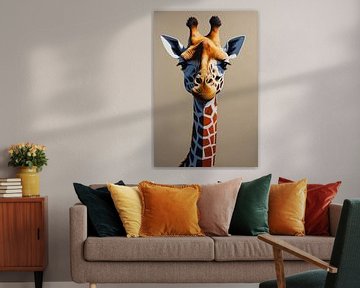 Inquisitive Giraffe with Elegant Neck - Modern Art van Art & Soul Creations