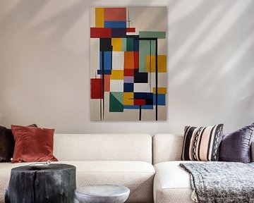 Geometric Abstraction in Primary Colours by De Muurdecoratie