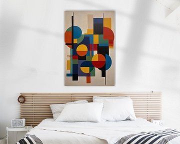 Geometric Balance in Primary Colors by De Muurdecoratie