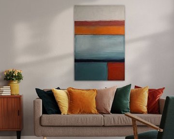 Horizontal Colour Blocks on Abstract Canvas by De Muurdecoratie