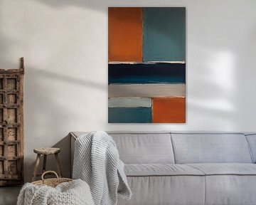 Abstracte Harmonie van Oranje en Blauw van De Muurdecoratie