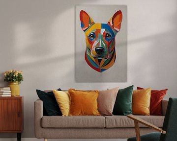 Portrait de chien moderne en blocs de couleurs sur De Muurdecoratie