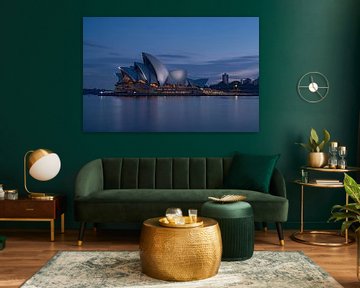 Sydney Opera House op het blauwe uur van fernlichtsicht