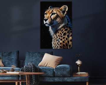 Stille Blik van een Cheetah onder de Sterren van De Muurdecoratie