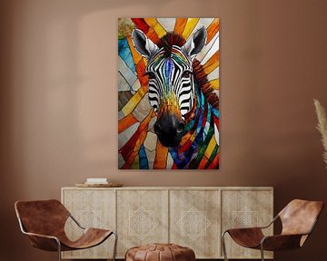 Colourful Zebra Stained Glass Artwork by Art & Soul Creations