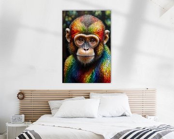 Colourful Monkey in Art Nouveau Style by De Muurdecoratie