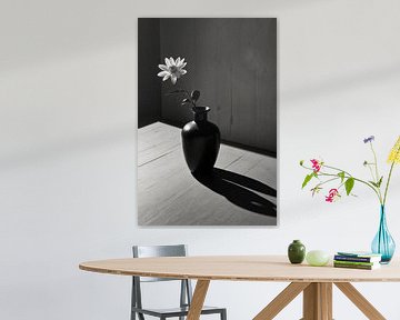 Une nature morte avec des fleurs et des ombres sur De Muurdecoratie