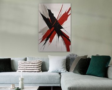 Abstracte Dynamiek in Zwart en Rood van De Muurdecoratie