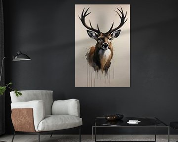 Colorful Modern Abstract Deer Portrait van De Muurdecoratie