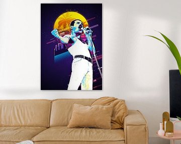 Freddie Mercury 80s Retro Kunst van Naylufer Aisk