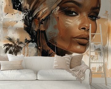 Extraordinary abstract portrait in earth tones by Carla Van Iersel