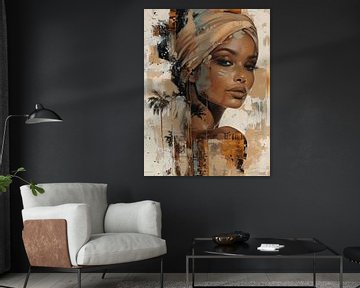 Extraordinary abstract portrait in earth tones by Carla Van Iersel