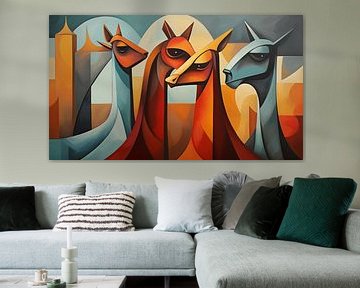 Chameaux abstraits cubisme panorama sur TheXclusive Art