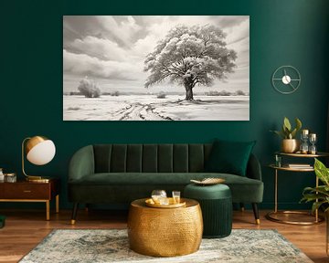 besneeuwde boom schilderij van Anton de Zeeuw