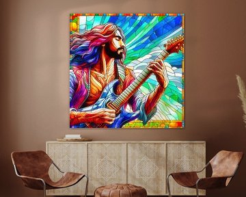 stained-glass guitarist