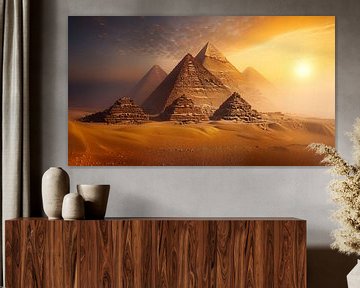 Pyramides in Egypte van Koffie Zwart