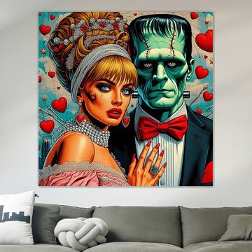 Frankenstein en zijn bruid (popart)
