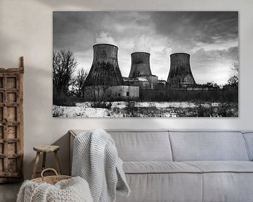 Tranquil Memories: Three Cooling Towers in the Winter Mist by Retrotimes