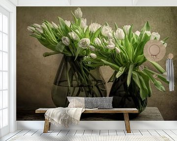 Still life white tulips by By Marjolein Design
