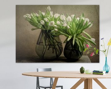 Still life white tulips by Marjolein van Middelkoop