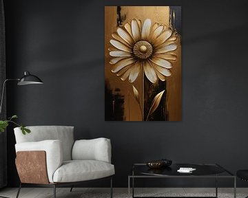 Abstrakte goldene Blume auf Sepia Hintergrund von Art & Soul Creations