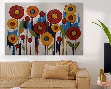 Abstracte Impressies van een Kleurrijk Bloemenveld van De Muurdecoratie