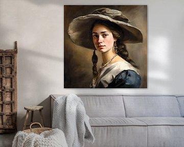 Young woman with the big hat by Gert-Jan Siesling