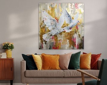 Goldene Tauben malen von Kunst Laune