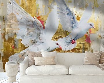 Schilderij Gouden Duiven