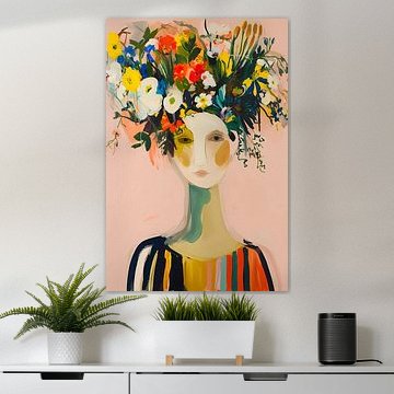 Feminine matisse girl with flowers by haroulita