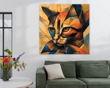 Cat in modern abstract lines by Lauri Creates