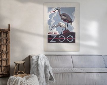 Bezoek de dierentuin - vintage poster van Andreas Magnusson