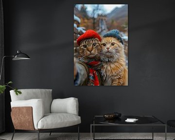 Katzen-Selfie an der Großen Mauer - lustige Katzen von Felix Brönnimann
