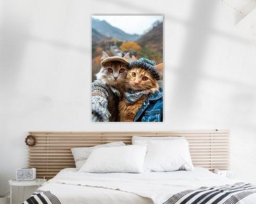 Katten selfie bij de Grote Muur - grappige katten van Felix Brönnimann