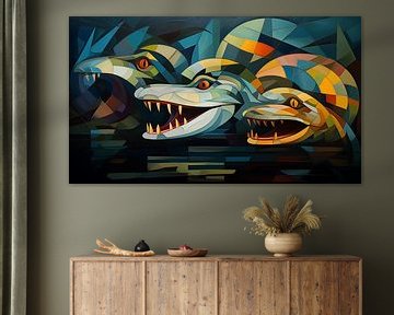 Alligator abstrait cubisme panorama sur TheXclusive Art