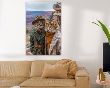 Canyon Paws: Kattenduo op ontdekkingsreis in de Grand Canyon van Poster Art Shop