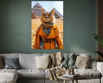 Un chat stylé devant les pyramides de Gizeh sur Felix Brönnimann