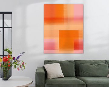 Abstract color blocks in bright pastels. Orange and pink. by Dina Dankers