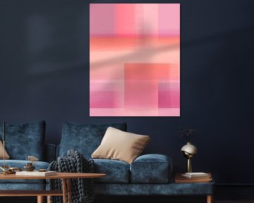 Abstracte kleurblokken in heldere pasteltinten. Roze en paars. van Dina Dankers