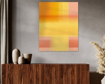 Abstract color blocks in bright pastels. Salmon and yellow. by Dina Dankers